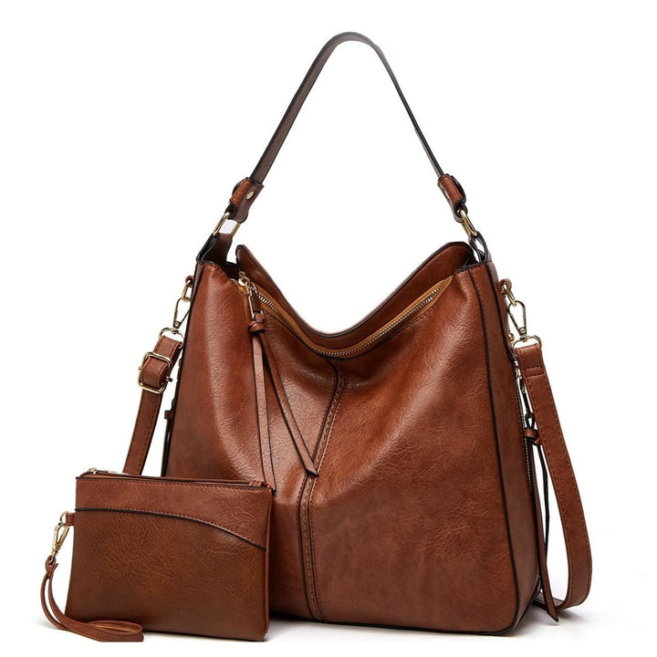 Luxury Leather Hobo Anti-Theft Handbag + FREE Pouch Wallet