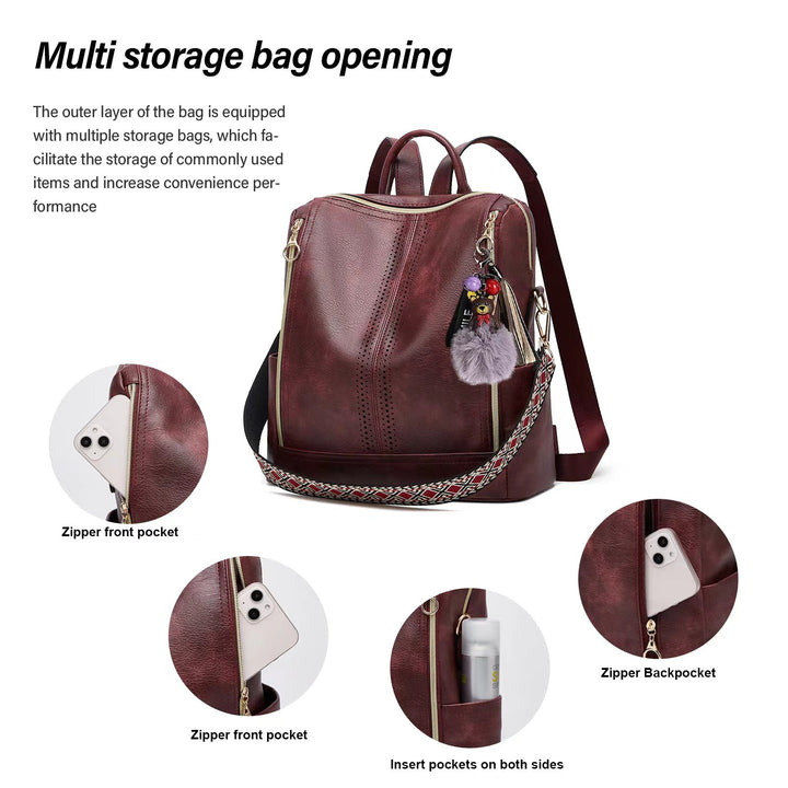 Luxury Leather 2-in-1 Convertible Backpack + Free Pouch