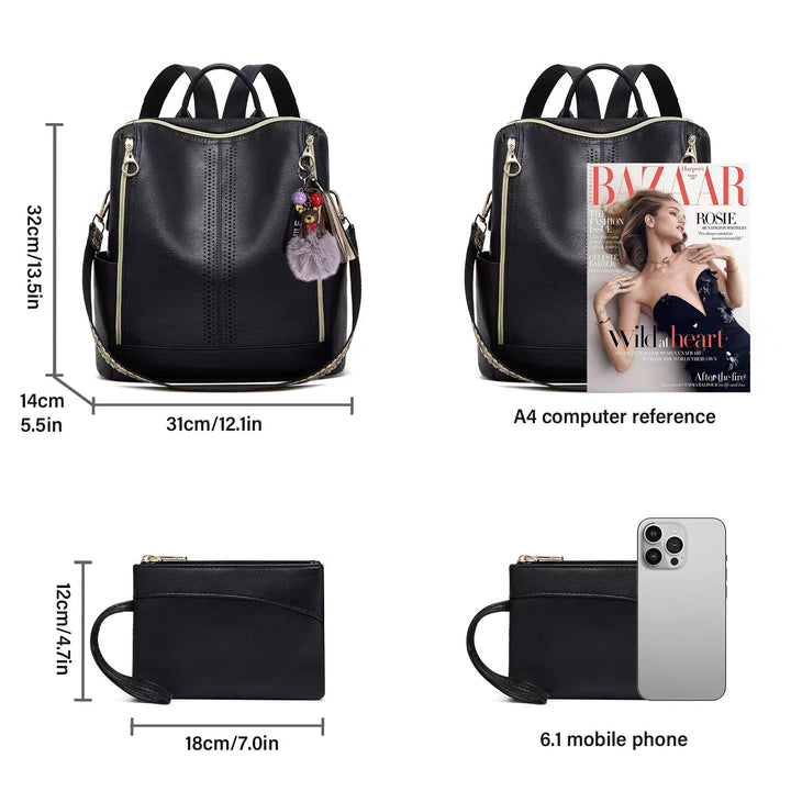 Luxury Leather 2-in-1 Convertible Backpack + Free Pouch