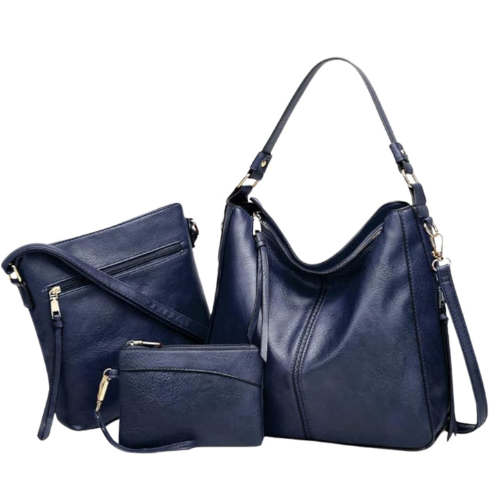 Luxury Leather 3-Piece Hobo Bag Set