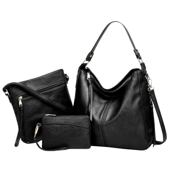 Luxury Leather 3-Piece Hobo Bag Set