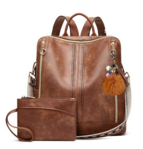 Luxury Leather 2-in-1 Convertible Backpack + Free Pouch